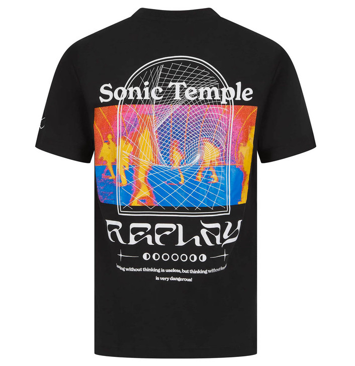 Replay Mens T-Shirt Sonic Temple Print Tee in Black