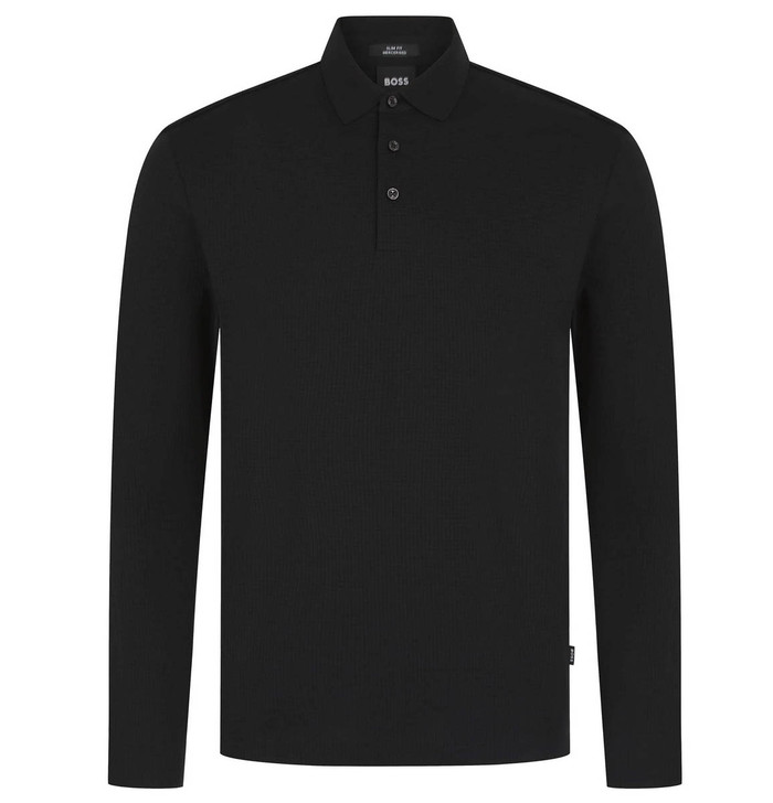 Hugo Boss Mens Polo Shirt Plains 31 Mercerised Fitted BOSS Polo in Black