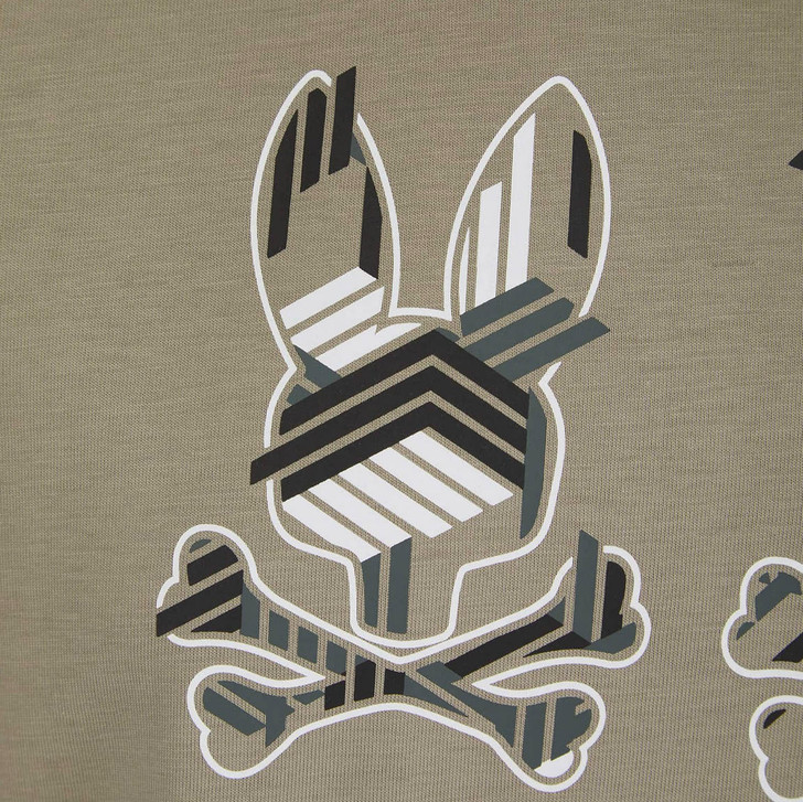 Psycho Bunny Mens T-Shirt Plaza Graphic Tee in Wet Sand Beige