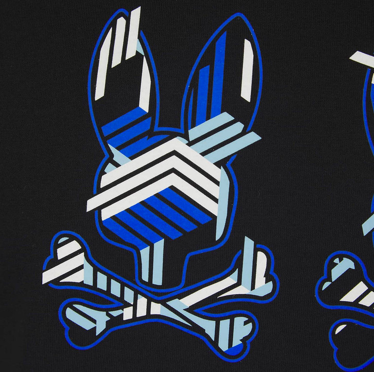 Psycho Bunny Mens T-Shirt Plaza Graphic Tee in Black