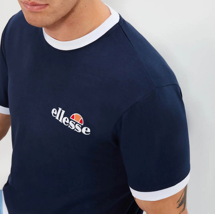 Ellesse Mens T-Shirt Ringer Tee Meduno in Navy Blue