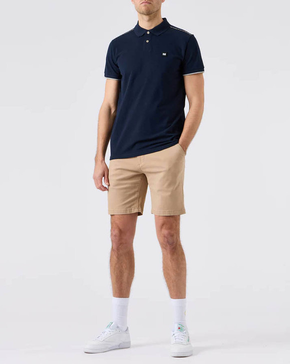 Weekend Offender Mens Polo Shirt Check Sakai in Navy Blue