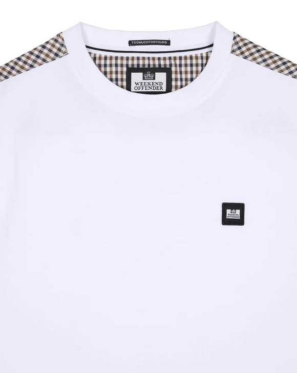 Weekend Offender Mens T-Shirt Check Diaz Tee in White