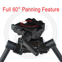 Bipod Pan allows the rifle to be moved or swivel from left to right on a horizontal plane. The S7 bipod pan feature moves on needle bearings for a perfectly smooth precision motion when panning across moving targets. The pan action has the ability to pan a 30° in both directions, for a full 60° of panning ability.