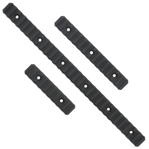 This TACMOD MIL-STD-1913 modular rail kit includes one 12" long rail, one 6" medium rail, and one 3" short rail. This TACMOD MIL-STD-1913 modular rail kit includes one 12" long rail, one 6" medium rail, and one 3" short rail.