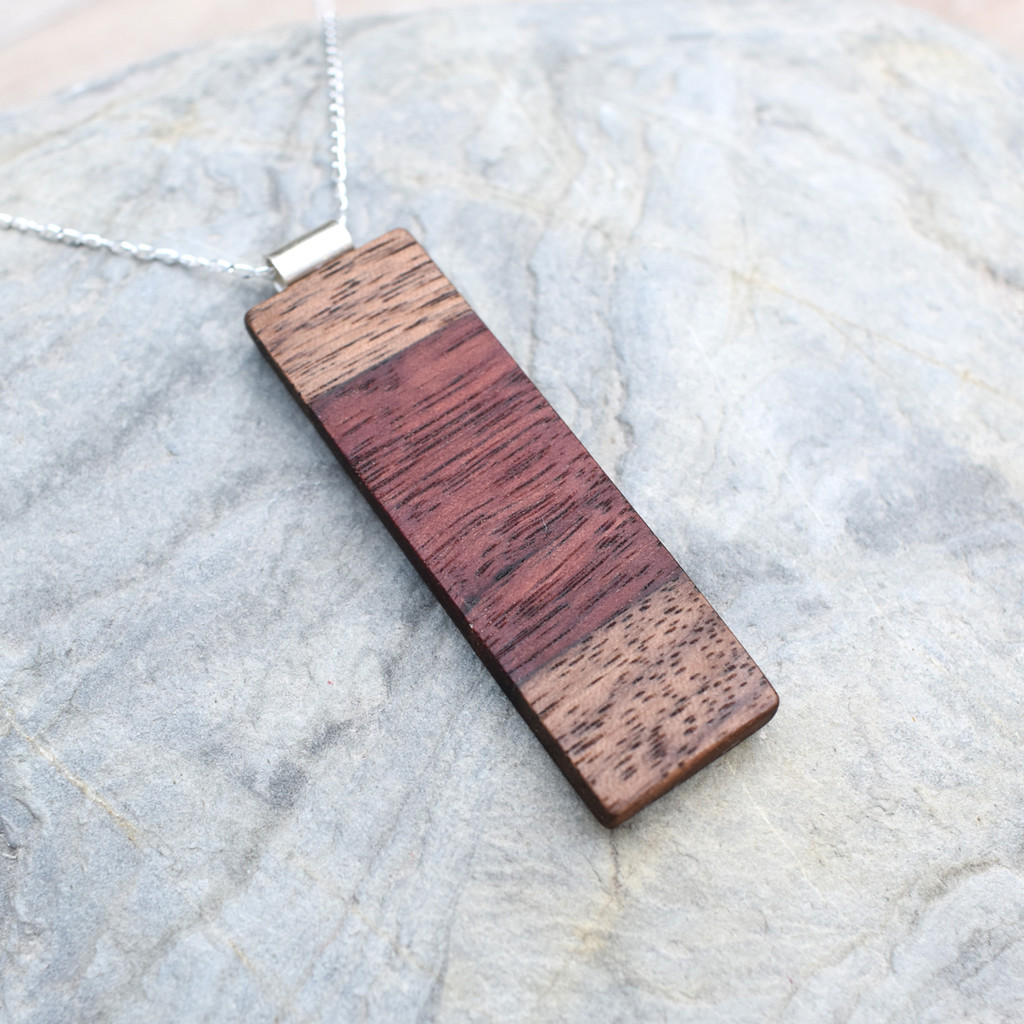 Purpleheart & Black Walnut Pendant