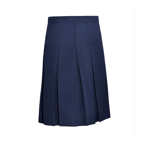       Stitch-Down Box Pleat Skirt-Navy