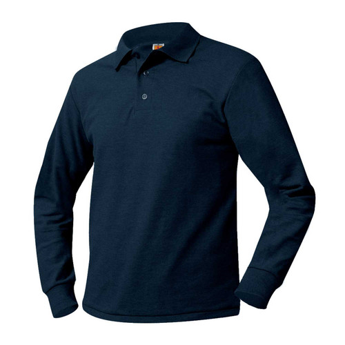   Tech Polo Pique Long Sleeve-St. Michael Navy Embroidered Logo Included