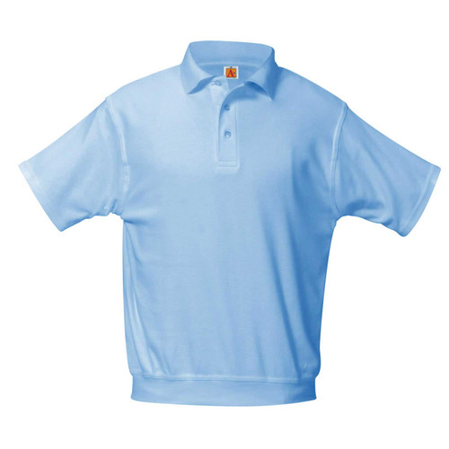  St. Michael-Overshirt Interlock Knit Hemmed Short  Sleeve Polo-Blue Embroidered Logo Included