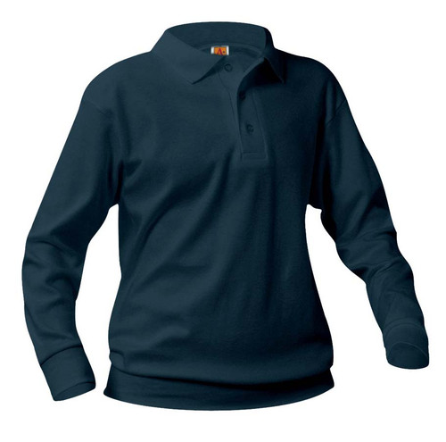  Overshirt Interlock Knit Hemmed Long Sleeve Polo-St. Edith Embroidered Logo Included