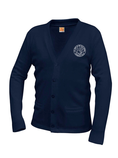 Sweater Cardigan with Pocket Bu V-Neck Sweater- With St. Hugo Embroidery