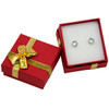 Red paper box with gold bow for earring - 1860