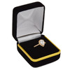 Black  velvet ring box with brass rim - 7900B