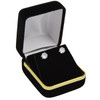 Black velvet earring box with brass rim - 7960B