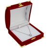 Red flocked pendant box with metal corners - 8PRR
