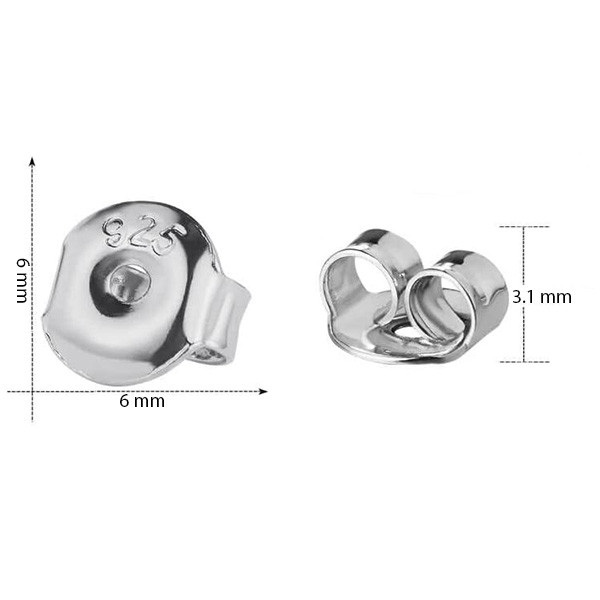 Earring backs 925 Sterling Silver 6mm - EB506 - JPB Jewelry Box