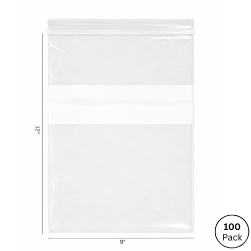 2 mil. White block Plastic zip lock bags  9" x 12" - B92W