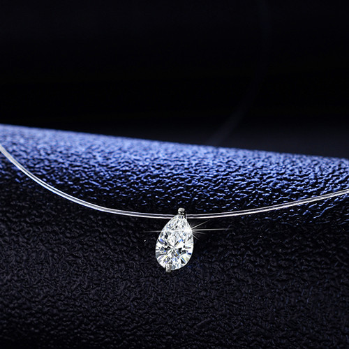 Moissanite pendant necklace- Pear 1 CTW - MSN20095