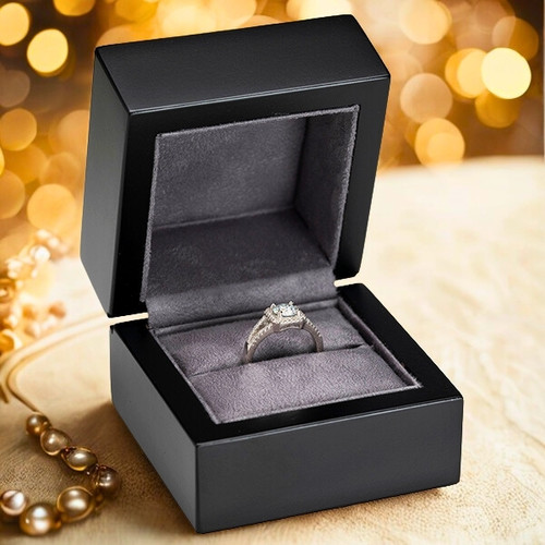 Black wood Ring Box - 11RS6 - JPB Jewelry Box