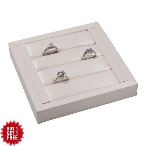 Ring display tray with ivory brushed leatherette - DZ931