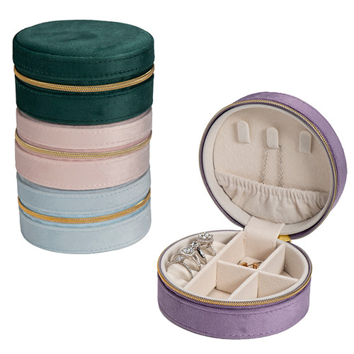 Round Velvet Jewelry Travel Case - 16-805