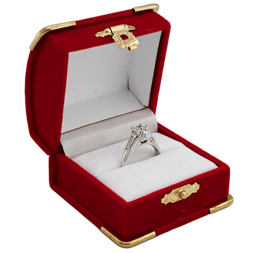 Heart shape Flocked Ring Box - R118 - JPB Jewelry Box