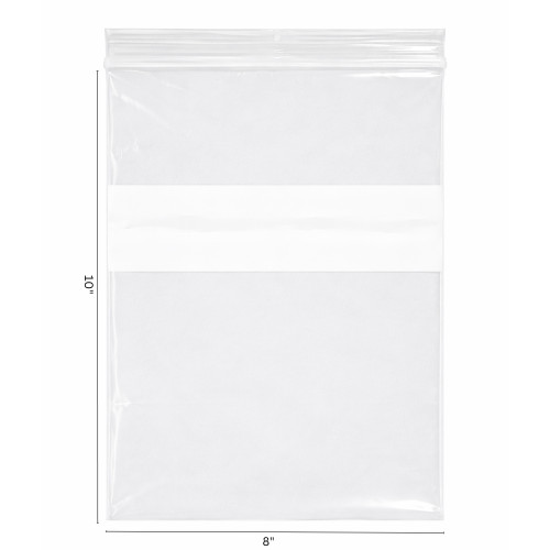 White block Plastic zip lock bags 8"x 10" - B81W