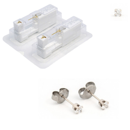 Studex 14K White Gold, 3 MM CZ - R7248