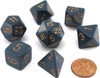 Chessex Dice - Opaque Dusty Blue/Copper 7 Piece Polyhedral Dice Set