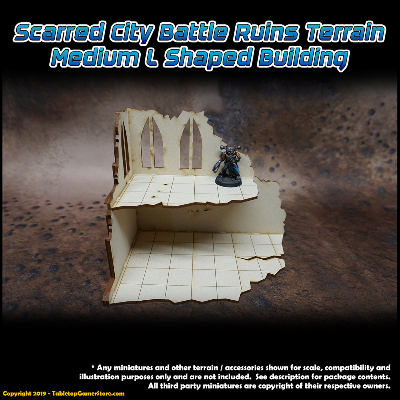 Scarred City Battle Ruins Terrain - Medium L Shaped Building