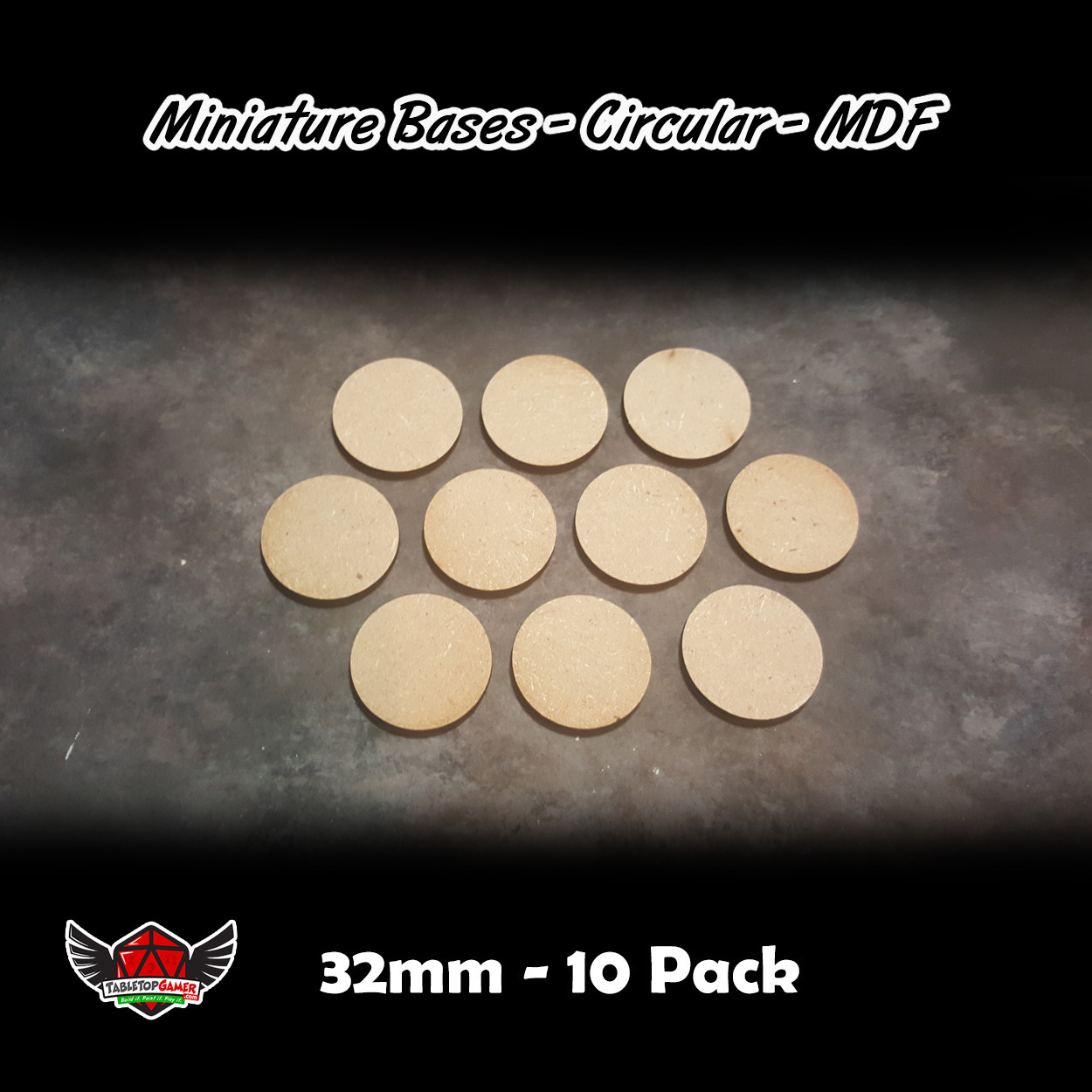 Miniature Bases - Circular - MDF - 32mm - 10 Pack