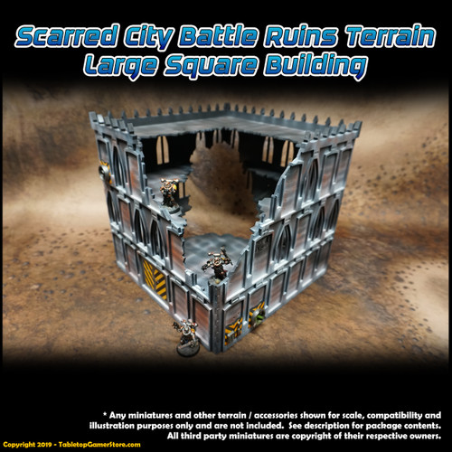 Scarred City Battle Ruins Terrain - Large Square Building