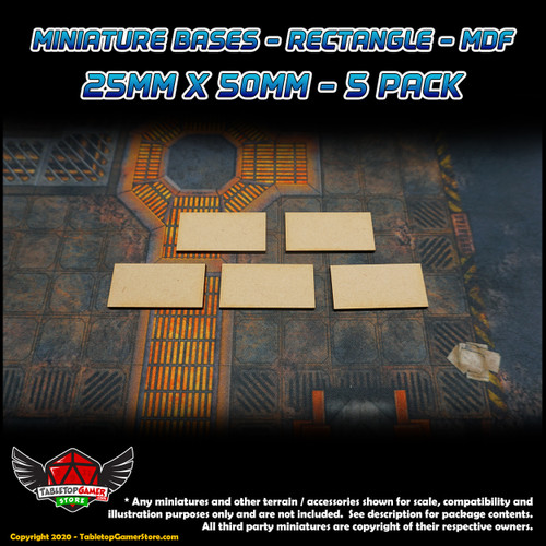 Miniature Bases - Square - MDF - 25mm x50mm - 5 Pack Miniature Bases - Square - MDF - 25mm x50mm - 5 Pack
