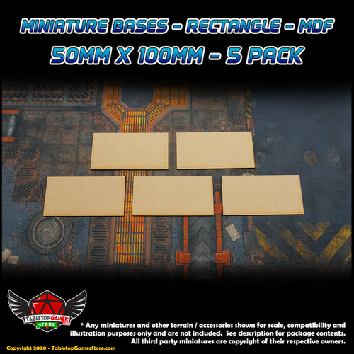 Miniature Bases - Square - MDF - 50mm x100mm - 5 Pack Miniature Bases - Square - MDF - 50mm x100mm - 5 Pack
