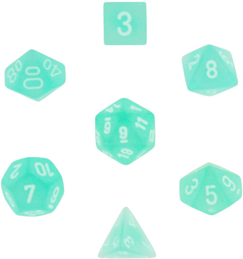 Chessex Dice - Frosted Teal / White 7 Piece Polyhedral Dice Set Chessex Dice - Frosted Teal / White 7 Piece Polyhedral Dice Set