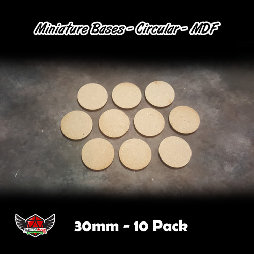 Miniature Bases - Circular - MDF - 30mm - 10 Pack