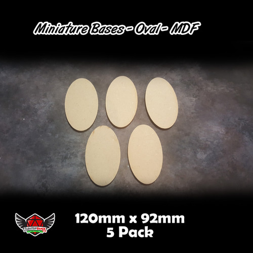 Miniature Bases - Oval - MDF - 120mm x 92mm - 5 Pack Miniature Bases - Oval - MDF - 120mm x 92mm - 5 Pack