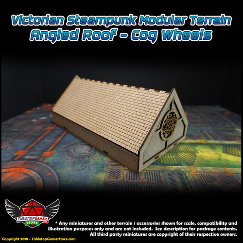Victorian Steampunk Modular Terrain - Angled Roof - Cog Wheels Victorian Steampunk Modular Terrain - Angled Roof - Cog Wheels