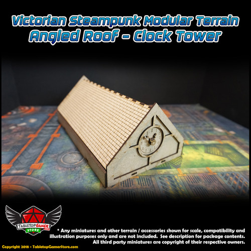 Victorian Steampunk Modular Terrain - Angled Roof - Clock Tower Victorian Steampunk Modular Terrain - Angled Roof - Clock Tower