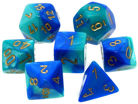 Chessex Dice - Geimini Blue-Teal/Gold 7 Piece Polyhedral