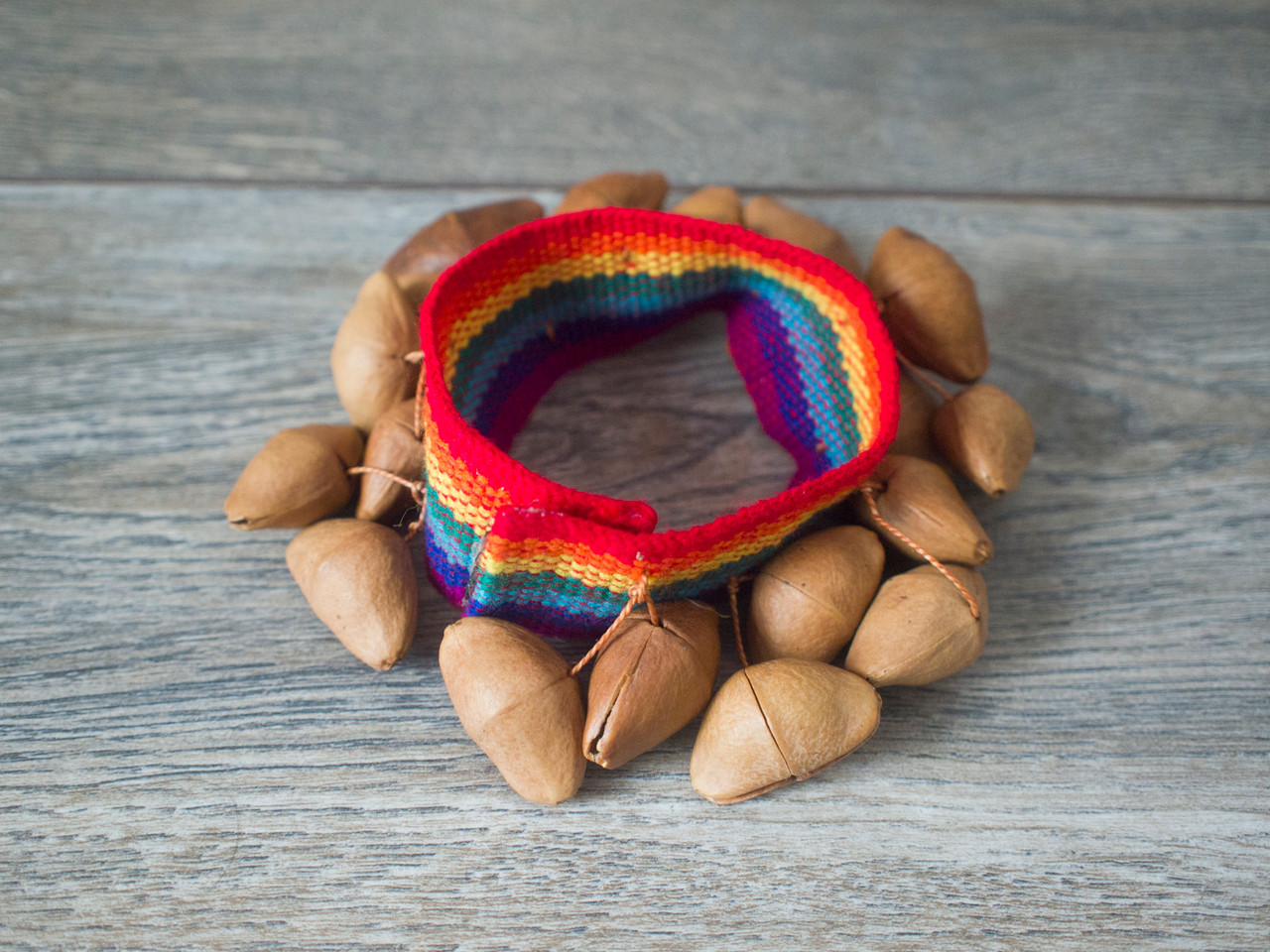 A pair of Maracas shaker Seed Chajchas Inca colors- Bracelets