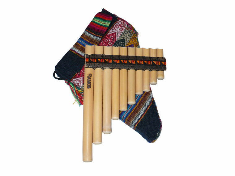 Ramos antara siku panflute 10 pipes with Case