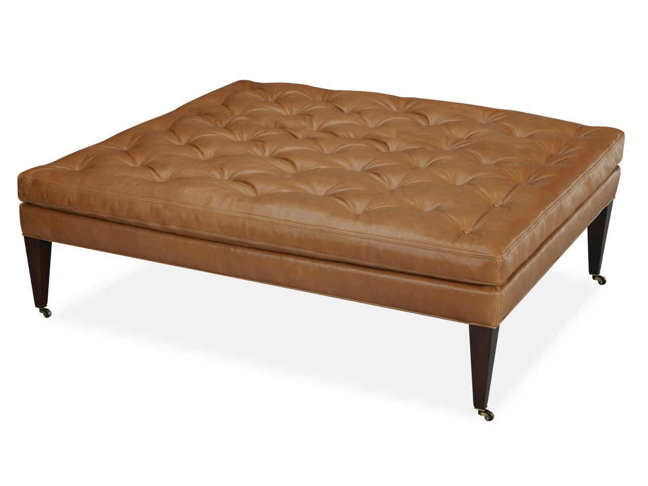 Tan leather square ottoman cheap