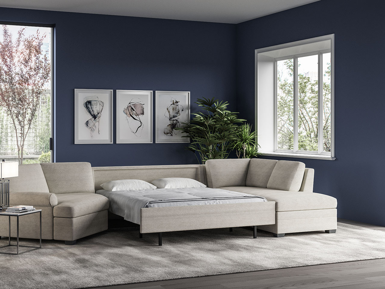 American Leather Gaines Sectional Sleeper