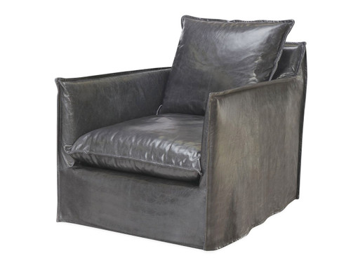 Riley Slipcovered Leather Chair