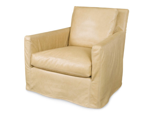 Sutton Slipcovered Leather Swivel Chair