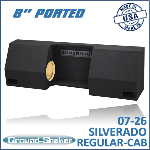 Ground-Shaker CSTCCXLP28B 8" Dual Ported Sub Box, Fits 07-26 Chevy Silverado Regular-Cab