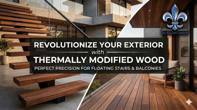 Elevating Modern Exteriors: The Advantages of Thermally Modified Wood for Floating Stairs and Balcony Floors