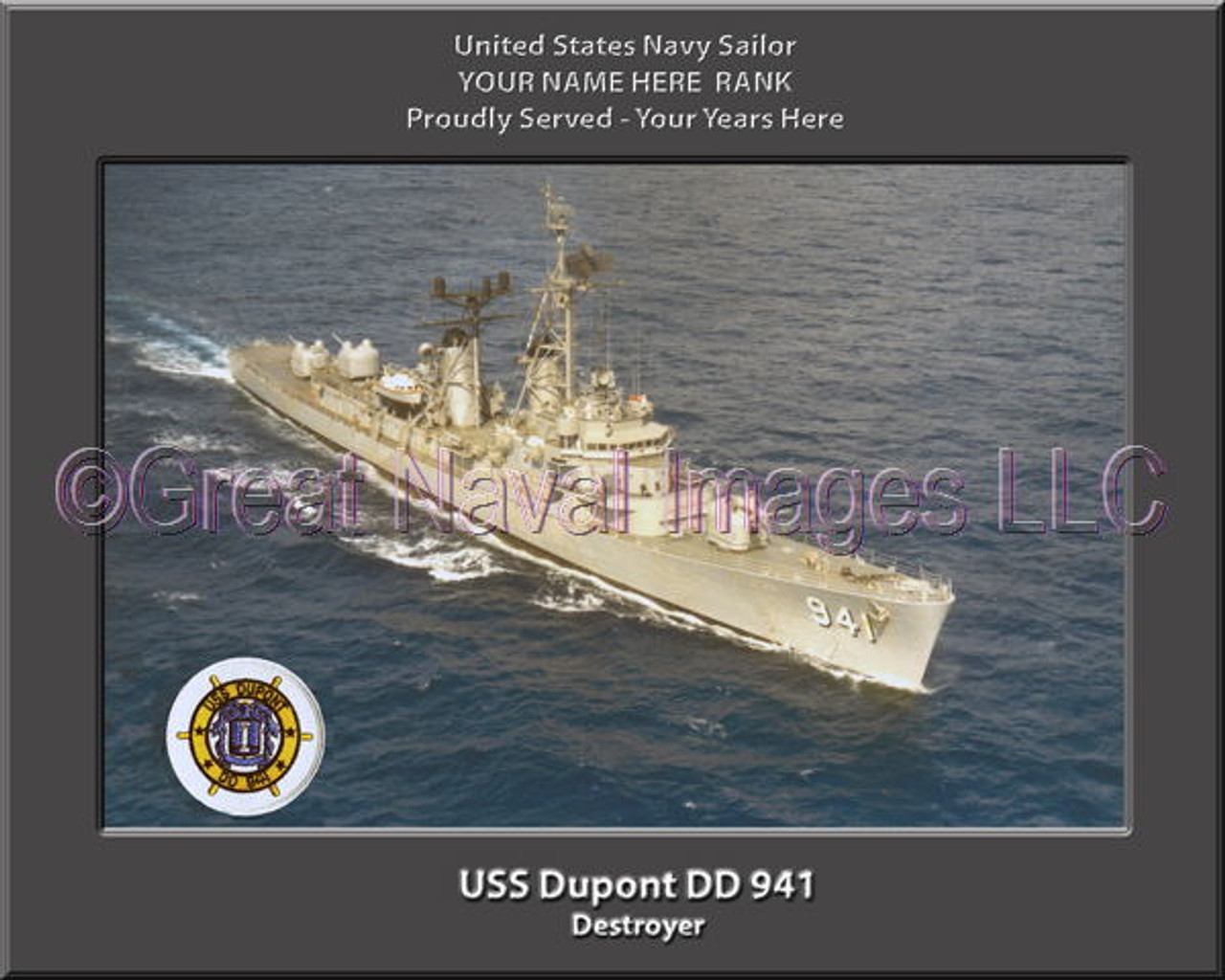 USS Dupont DD 941 Personalized Ship Canvas Print