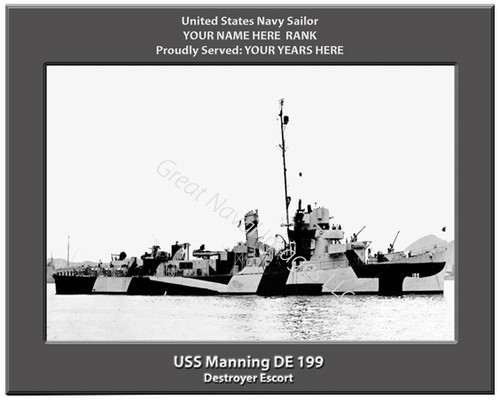 USS Manning DE 199 Personalized Ship Canvas Print